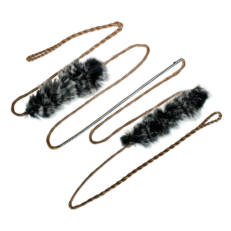58" AMO Full-Flemish BCY RECURVE String (BROWN — Pre-Stretched With/Pre-Woven Beaver-Fur Style Silencers) Works With Black Mamba, Mamba + Other 58" AMO Bows
