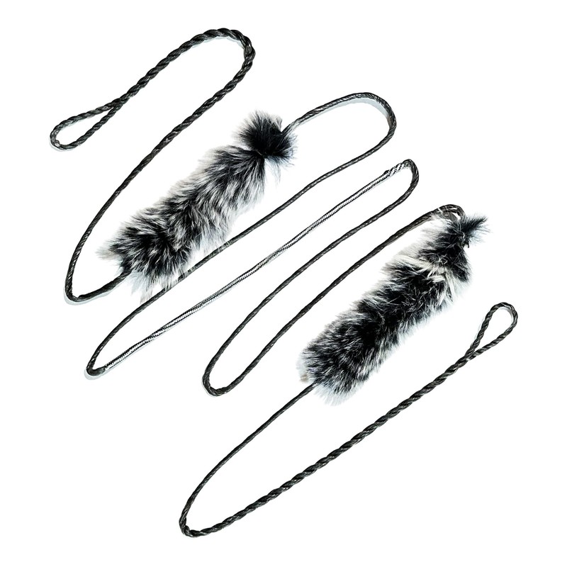 58" AMO Full-Flemish BCY RECURVE String (BLACK — Pre-Stretched With/Pre-Woven Beaver-Fur Style Silencers) Works With Black Mamba, Mamba + Other 58" AMO Bows