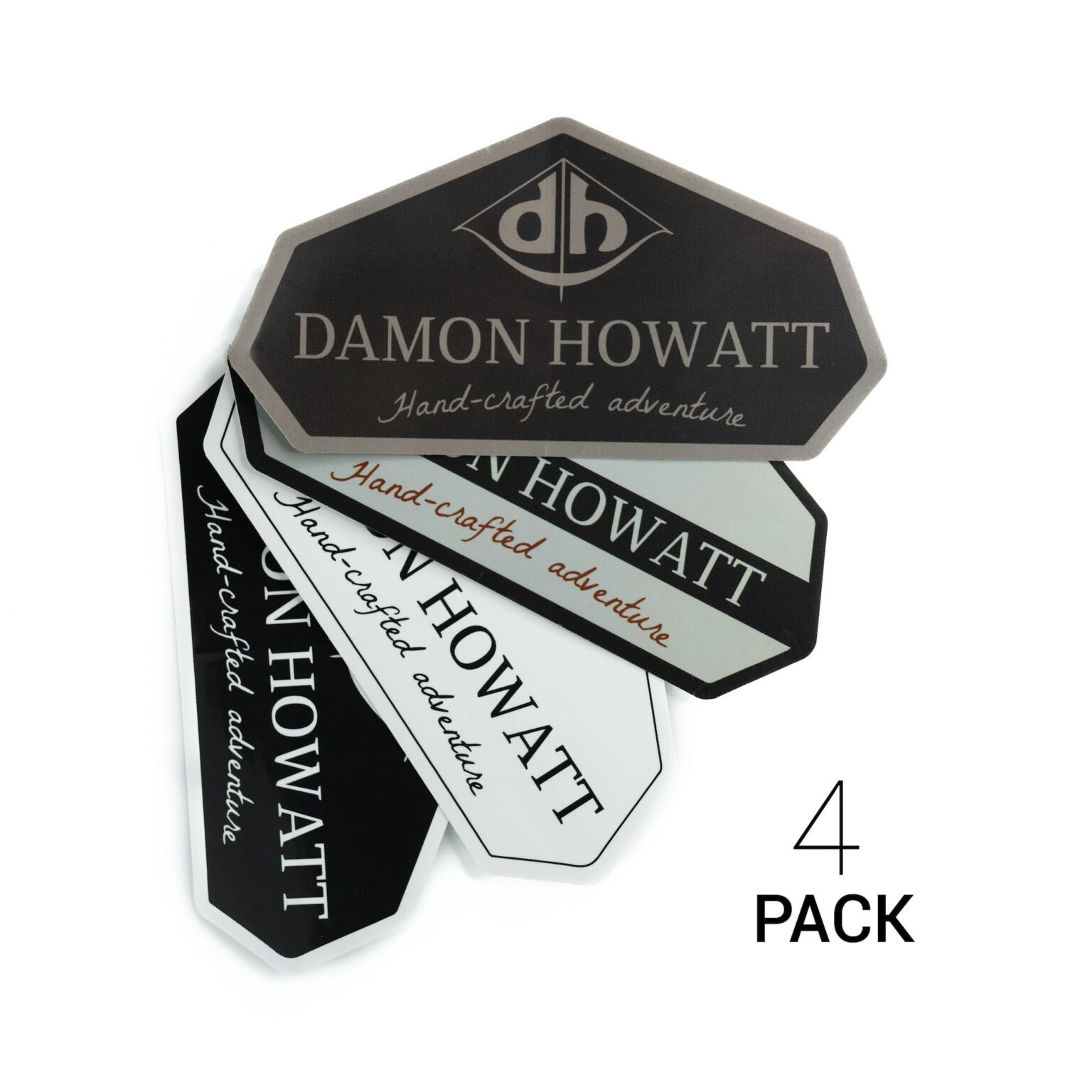 4-Pack Damon Howatt with DH Logo (2.75" x 5.25" Custom 7-Sided) Variety Gloss Vinyl Sticker Pack