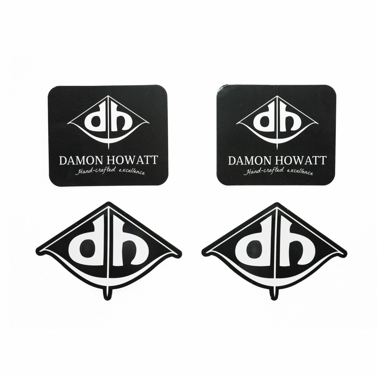 4-Pack Damon Howatt (2.5" x 3" Square & 2.5" x 3.75" DH Logo) Gloss Vinyl Stickers