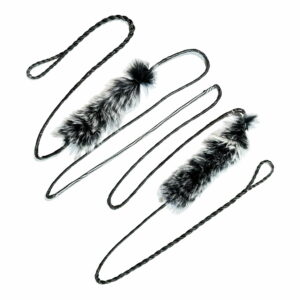 62" AMO Full-Flemish BCY LONGBOW String (BLACK — Pre-Stretched With/Pre-Woven Beaver-Fur Style Silencers) Works With Savannah + Other 62" AMO Longbows