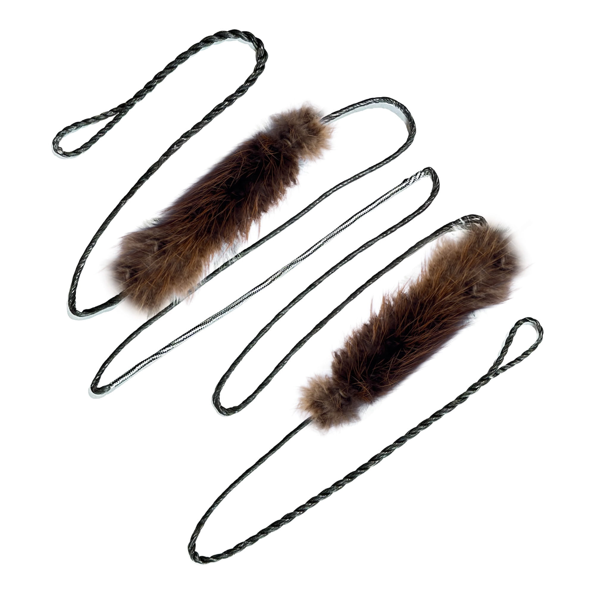 60" AMO Full-Flemish BCY RECURVE String (BLACK/GREY 14-Strand Full Flemish — Pre-Stretched With/Pre-Woven Beaver-Fur Style Silencers) Works Super Diablo + Super ELITE + Other 60" AMO Bows
