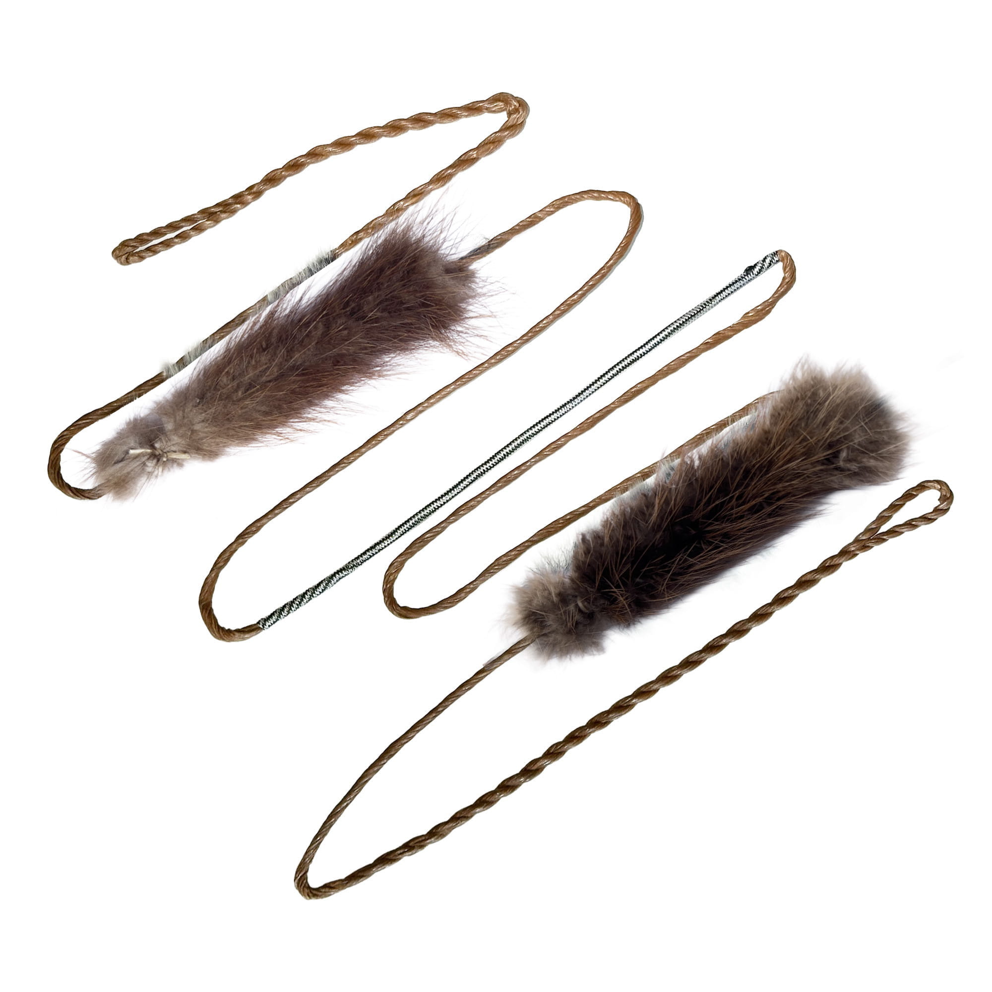 60" AMO Full-Flemish BCY RECURVE String (BROWN/BLACK 14-Strand Full Flemish — Pre-Stretched With/Pre-Woven Beaver-Fur Style Silencers) Works Super Diablo + Super ELITE + Other 60" AMO Bows